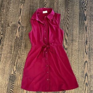 Sleeveless Button-Front Tie-Waist Dress